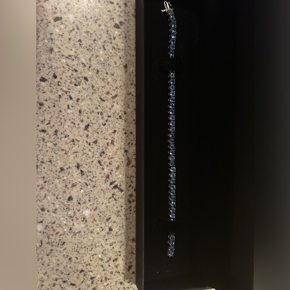 ZALES BLUE TOPAZ STERLING SILVER TENNIS BRACELET - Picture 5 of 6